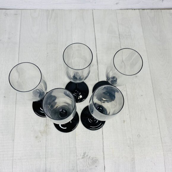 Luminarc France Jet Black Stem 6 oz Champagne Flutes 8 5/8\